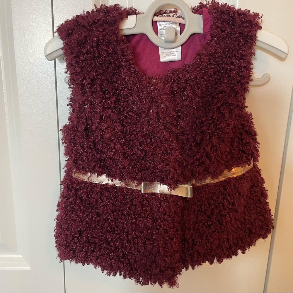 Little Lass Baby Girl Faux Fur Vest w/Belt